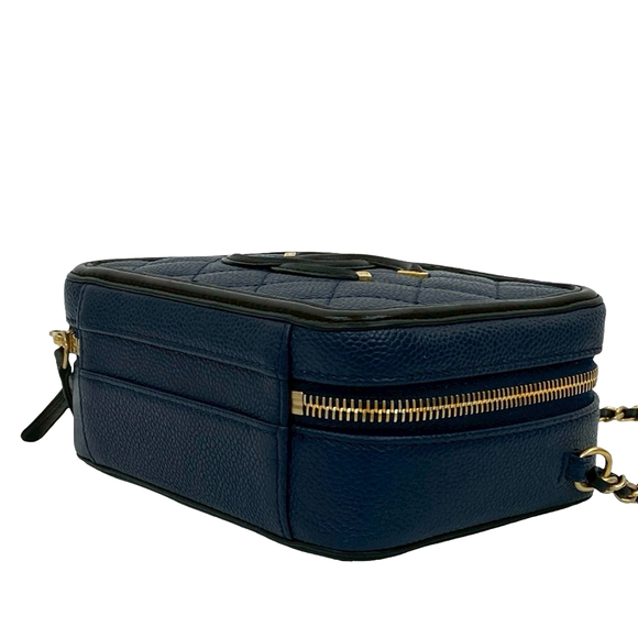 Pre-Loved Chanel Small Bicolor Caviar CC Filigree Vanity Case - Picture 6 of 9